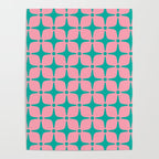 Colorful Mid Century Modern Star Pattern 950 Pink and Turquoise Poster Gallery Image 4