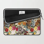Cat and Floral Pattern IV Laptop Sleeve Gallery Image 2
