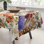 Cat and Floral Pattern IV Tablecloth Gallery Image 3