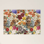 Cat and Floral Pattern IV Welcome Mat Gallery Image 1