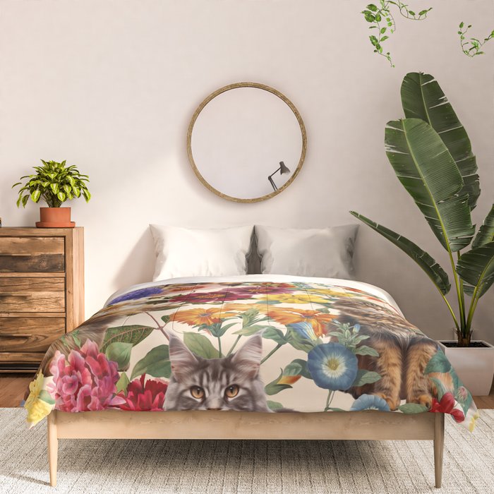 Cat and Floral Pattern IV Comforter Gallery Image 3