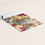 Cat and Floral Pattern IV Yoga Mat Gallery Image 2