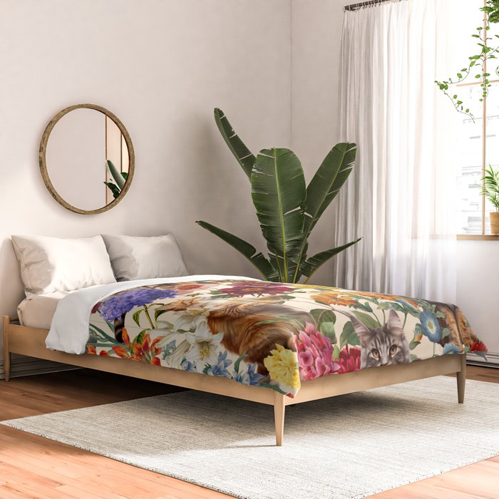 Cat and Floral Pattern IV Comforter Gallery Image 2