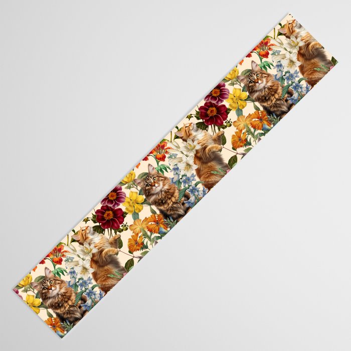 Cat and Floral Pattern IV Table Runner Gallery Image 3