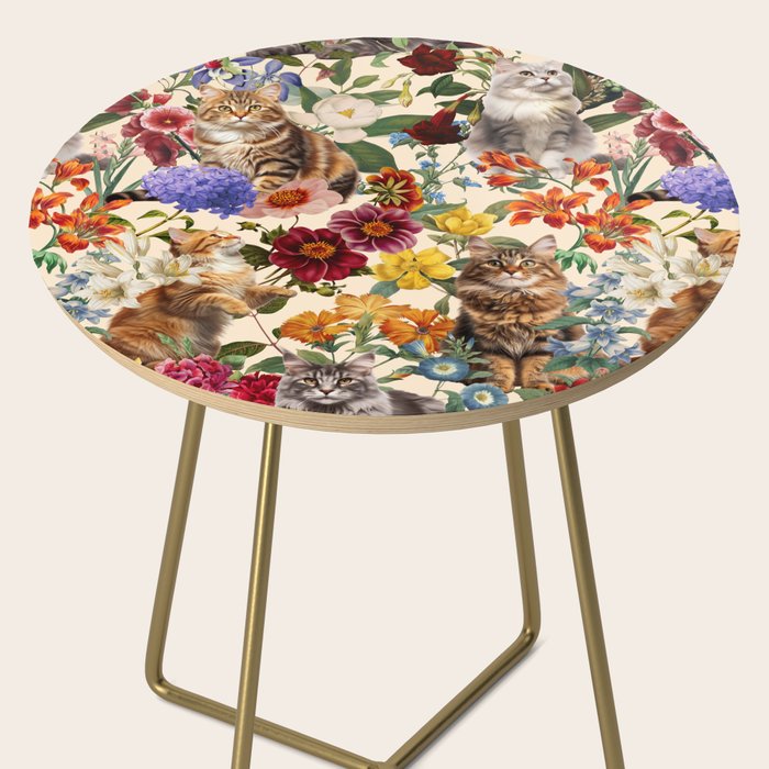 Cat and Floral Pattern IV Side Table Gallery Image 2