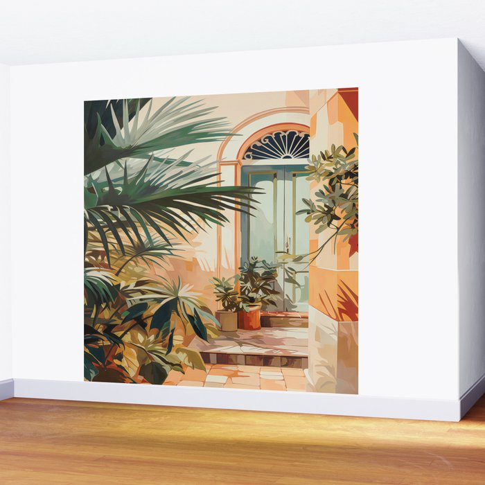 Villa Courtyard Mediterranean Art Wall Mural Gallery Image 2