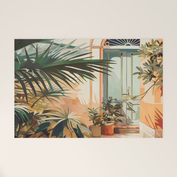 Villa Courtyard Mediterranean Art Welcome Mat Gallery Image 1
