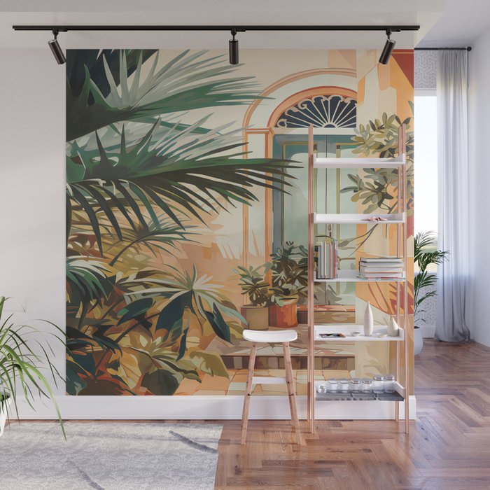 Villa Courtyard Mediterranean Art Wall Mural Gallery Image 1