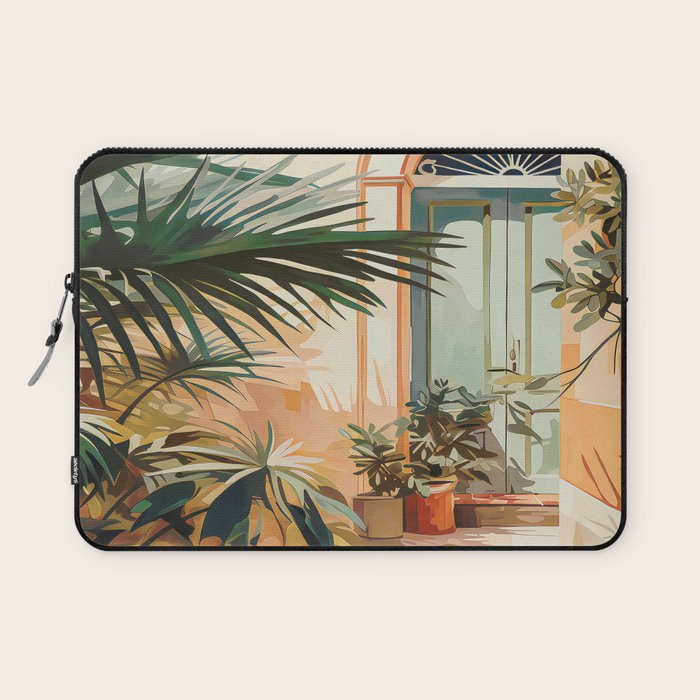 Villa Courtyard Mediterranean Art Laptop Sleeve Gallery Image 1