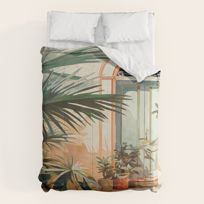 Villa Courtyard Mediterranean Art Comforter Gallery Image 6