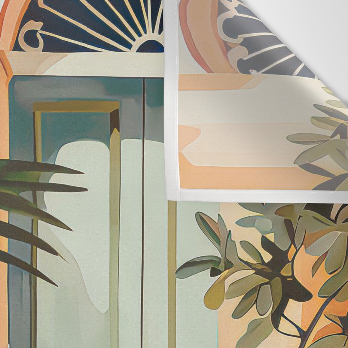 Villa Courtyard Mediterranean Art Wall Tapestry Gallery Image 3