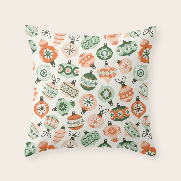 Vintage Ornaments Throw Pillow Gallery Image 1