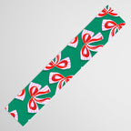 Retro Kitsch Christmas Ribbons on Stripy Bows - Red and Green Table Runner Gallery Image 3