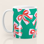 Retro Kitsch Christmas Ribbons on Stripy Bows - Red and Green Coffee Mug Gallery Image 3