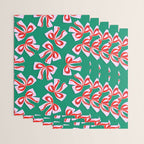 Retro Kitsch Christmas Ribbons on Stripy Bows - Red and Green Wrapping Paper Gallery Image 3
