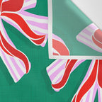 Retro Kitsch Christmas Ribbons on Stripy Bows - Red and Green Wall Tapestry Gallery Image 3