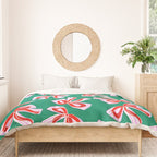 Retro Kitsch Christmas Ribbons on Stripy Bows - Red and Green Duvet Cover Gallery Image 3