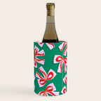 Retro Kitsch Christmas Ribbons on Stripy Bows - Red and Green Wine Chiller Gallery Image 2