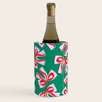 Retro Kitsch Christmas Ribbons on Stripy Bows - Red and Green Wine Chiller Gallery Image 3