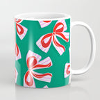 Retro Kitsch Christmas Ribbons on Stripy Bows - Red and Green Coffee Mug Gallery Image 1