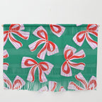 Retro Kitsch Christmas Ribbons on Stripy Bows - Red and Green Wall Hanging Gallery Image 1
