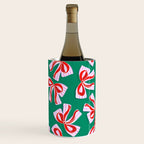 Retro Kitsch Christmas Ribbons on Stripy Bows - Red and Green Wine Chiller Gallery Image 1