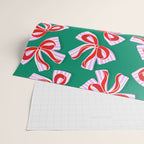 Retro Kitsch Christmas Ribbons on Stripy Bows - Red and Green Wrapping Paper Gallery Image 2