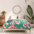 Retro Kitsch Christmas Ribbons on Stripy Bows - Red and Green Comforter Gallery Image 3