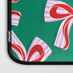 Retro Kitsch Christmas Ribbons on Stripy Bows - Red and Green Laptop Sleeve Gallery Image 3