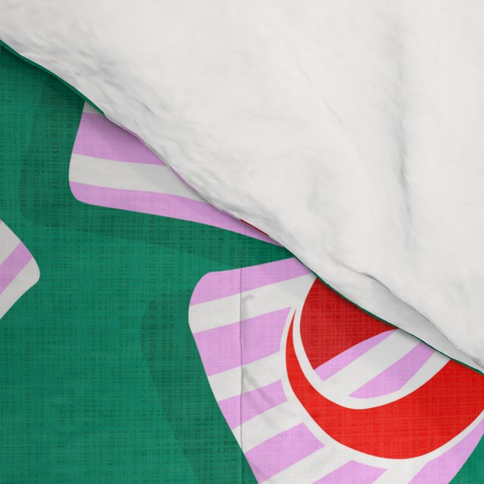 Retro Kitsch Christmas Ribbons on Stripy Bows - Red and Green Comforter Gallery Image 4