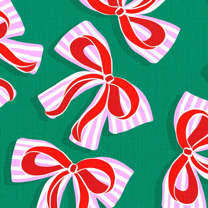 Retro Kitsch Christmas Ribbons on Stripy Bows - Red and Green Coffee Mug Gallery Image 2