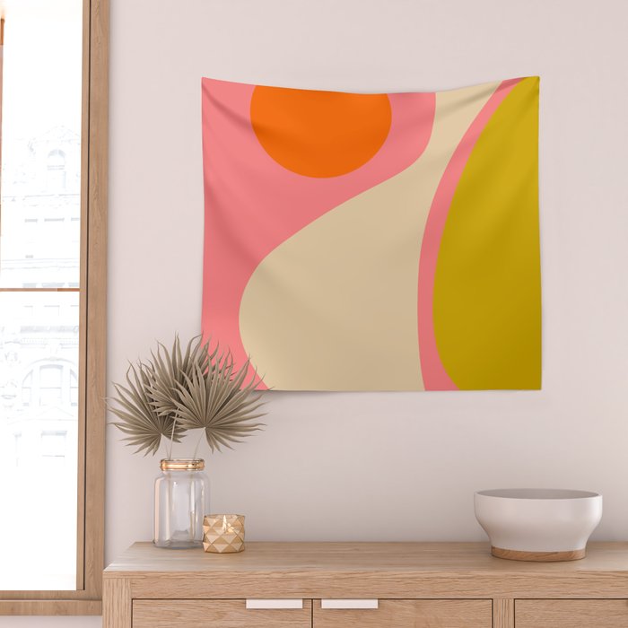 abstract composition modern blush pink Wall Tapestry Gallery Image 2