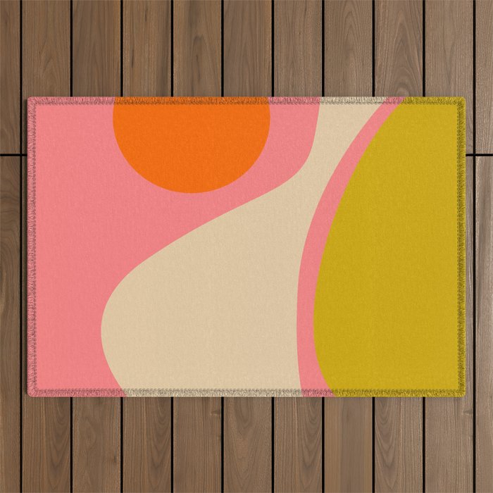 abstract composition modern blush pink Outdoor Rug Gallery Image 1