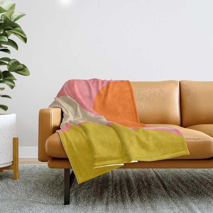 abstract composition modern blush pink Throw Blanket Gallery Image 1