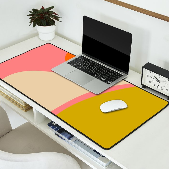 abstract composition modern blush pink Desk Mat Gallery Image 2