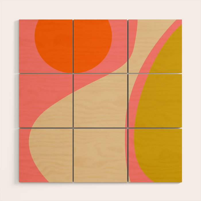 abstract composition modern blush pink Wood Wall Art Gallery Image 1