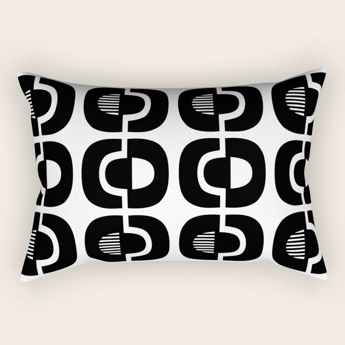 Mid Century Modern Geometric 921 Black and White Rectangular Pillow Gallery Image 1