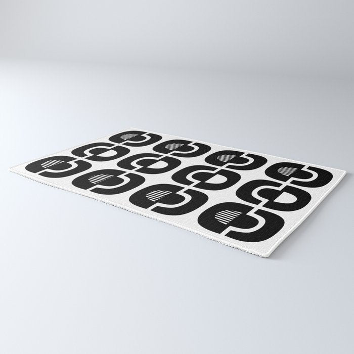 Mid Century Modern Geometric 921 Black and White Rug Gallery Image 3