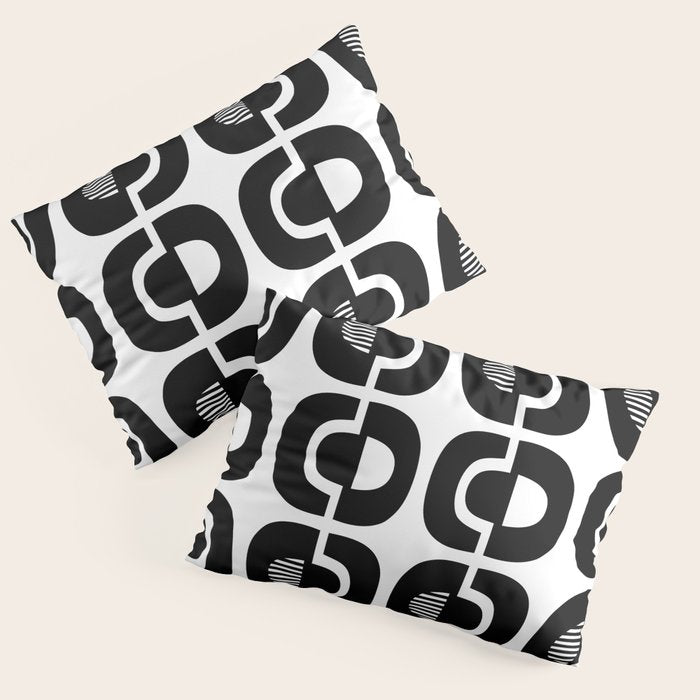Mid Century Modern Geometric 921 Black and White Pillow Sham Gallery Image 1