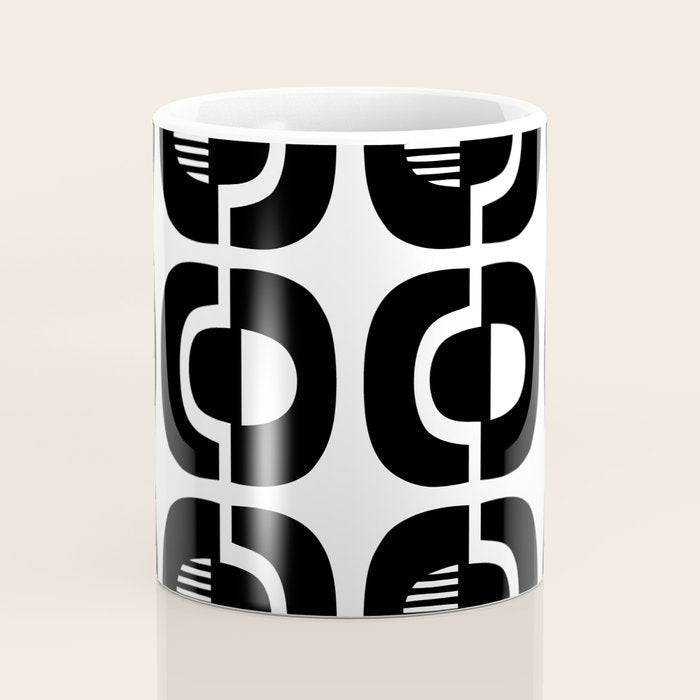 Mid Century Modern Geometric 921 Black and White Coffee Mug Gallery Image 4