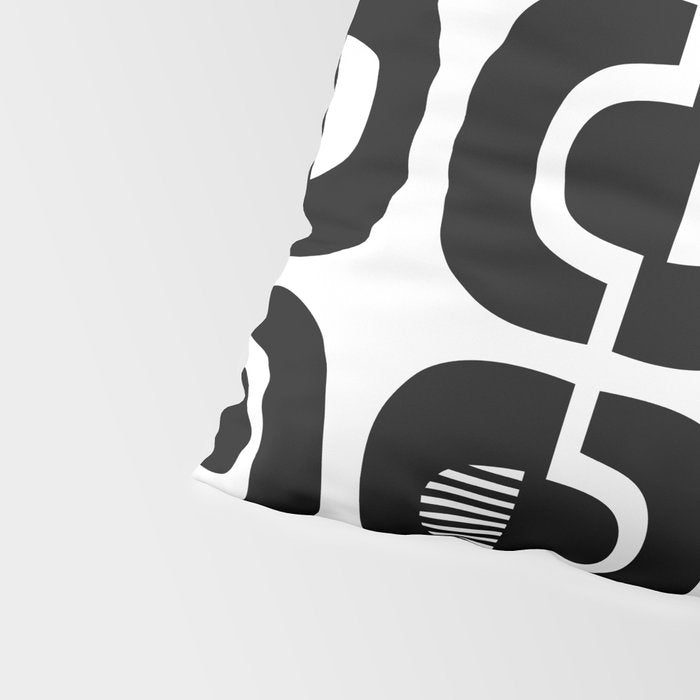 Mid Century Modern Geometric 921 Black and White Pillow Sham Gallery Image 4