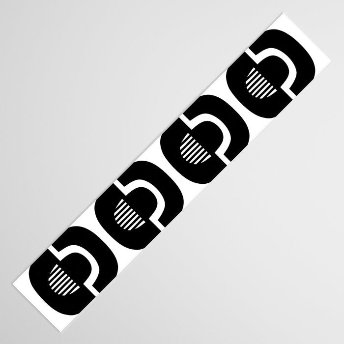 Mid Century Modern Geometric 921 Black and White Table Runner Gallery Image 3