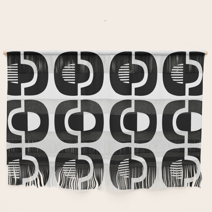 Mid Century Modern Geometric 921 Black and White Wall Hanging Gallery Image 1