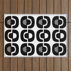 Mid Century Modern Geometric 921 Black and White Outdoor Rug Gallery Image 1
