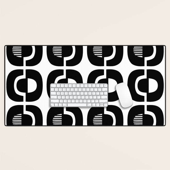 Mid Century Modern Geometric 921 Black and White Desk Mat Gallery Image 1