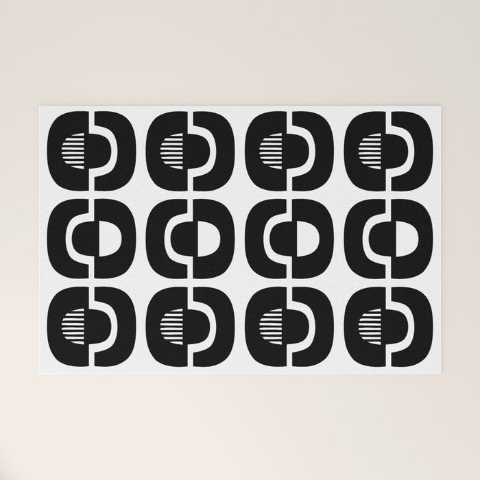 Mid Century Modern Geometric 921 Black and White Welcome Mat Gallery Image 1