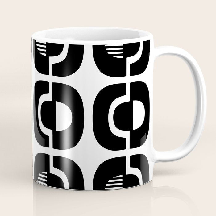 Mid Century Modern Geometric 921 Black and White Coffee Mug Gallery Image 1