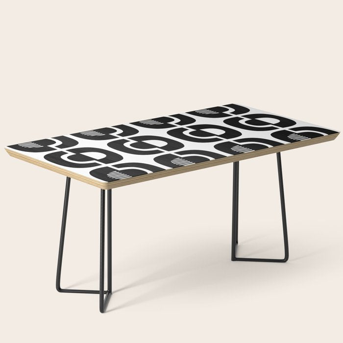 Mid Century Modern Geometric 921 Black and White Coffee Table Gallery Image 1