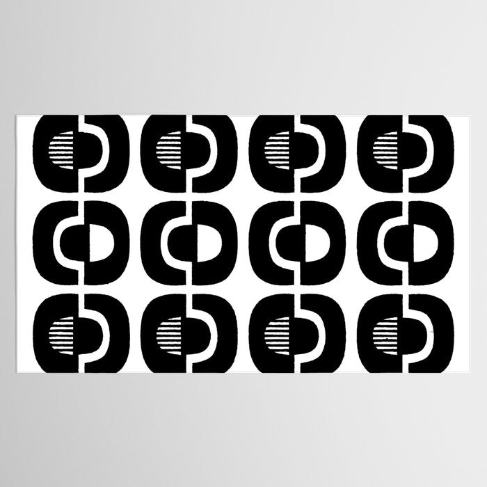 Mid Century Modern Geometric 921 Black and White Tablecloth Gallery Image 2