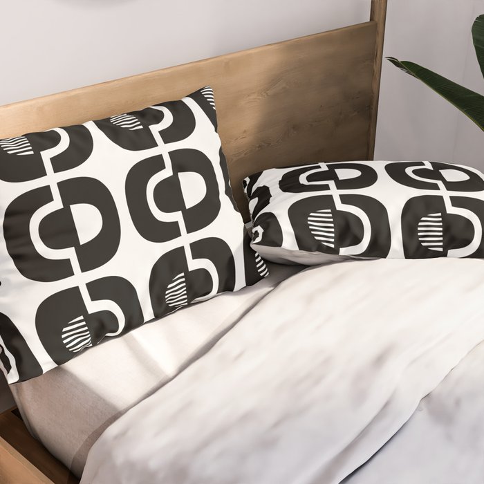 Mid Century Modern Geometric 921 Black and White Pillow Sham Gallery Image 2